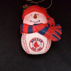 MLB Boston Red Sox LED Lighted Musical Baseball Snowmen Christmas Ornament Hat